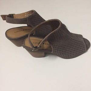 Lucky Brand Open- Toe Leather Heel/ Sandals